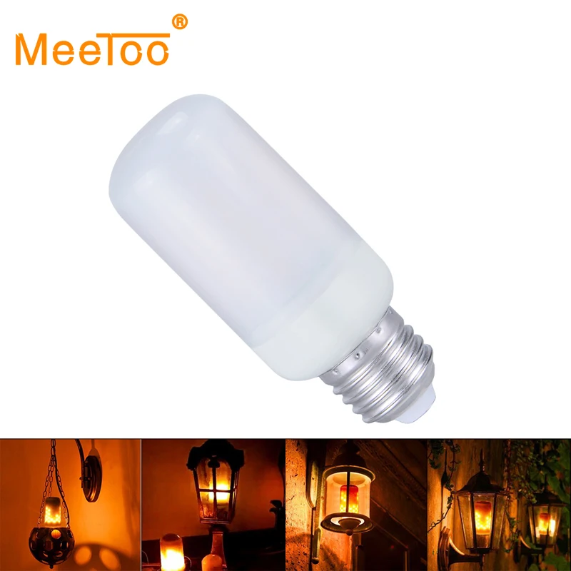 E14 E27 светодиодные лампы в форме свечи пламени AC85 265V эмуляция эффект огня трубки E26