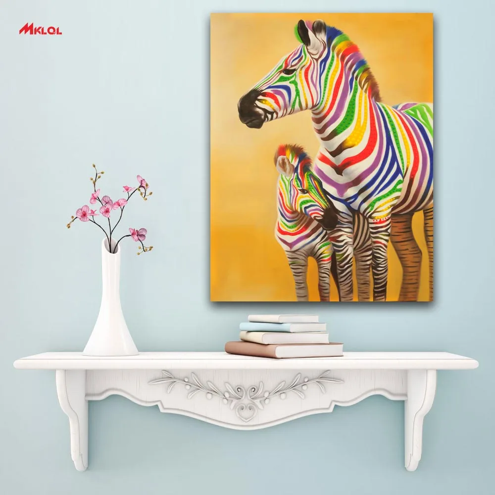 

Large Wall Art Zebra Mother Canvas Painting For Living Room Home Decoration Oil Painting On Canvas Wall Painting Unframed
