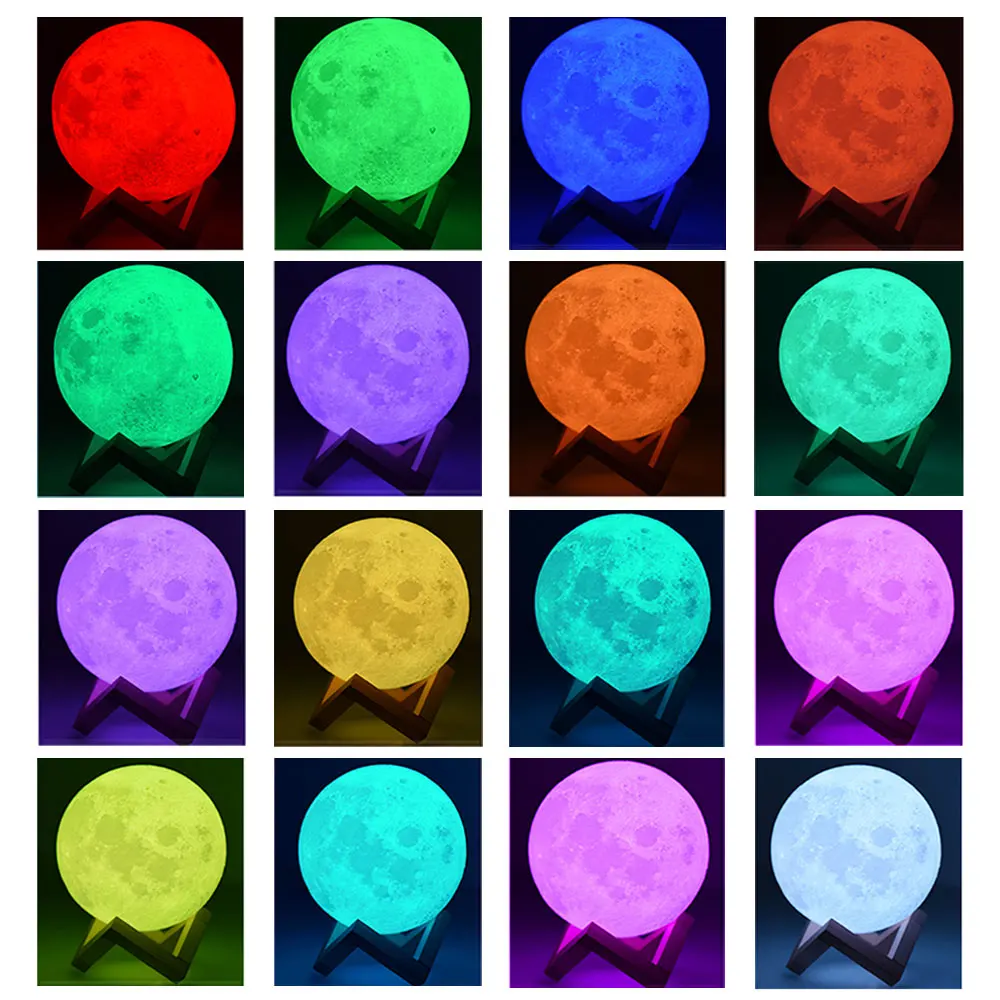 Vacamm 16/2 изменение цвета LED RGB настольная лампа Луна свет 3D печать Глобус сенсорный