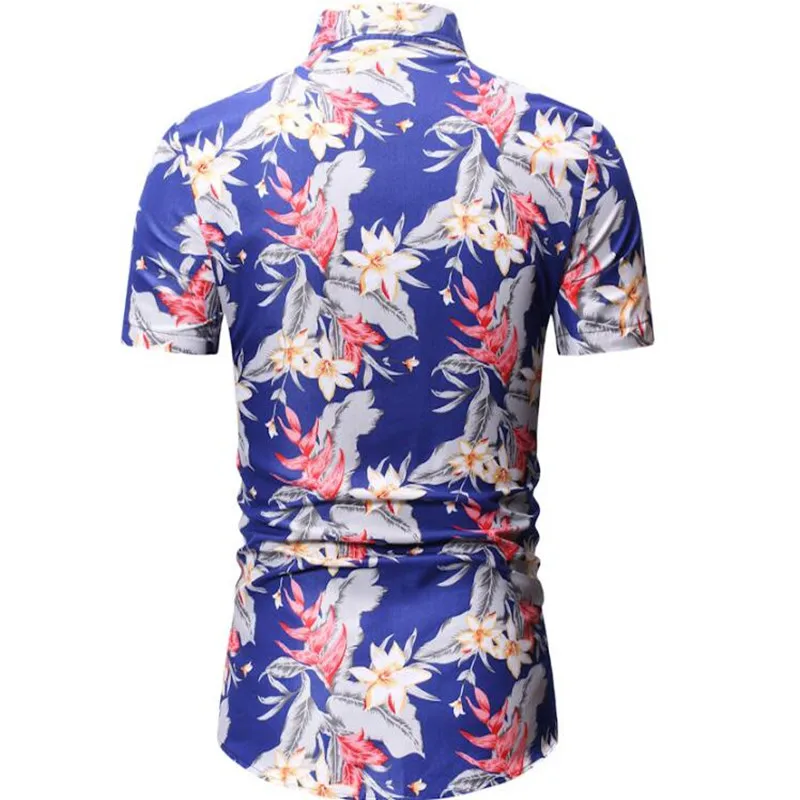 

2019 new high-end atmospheric brand men's casual fashion flower print shirt casual short sleeve fashion large shirt