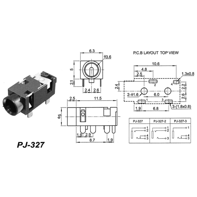 20 шт. аудио разъем 4 контактный для наушников 3 5 серии PJ 327 bluetooth гарнитуры|headphone jack