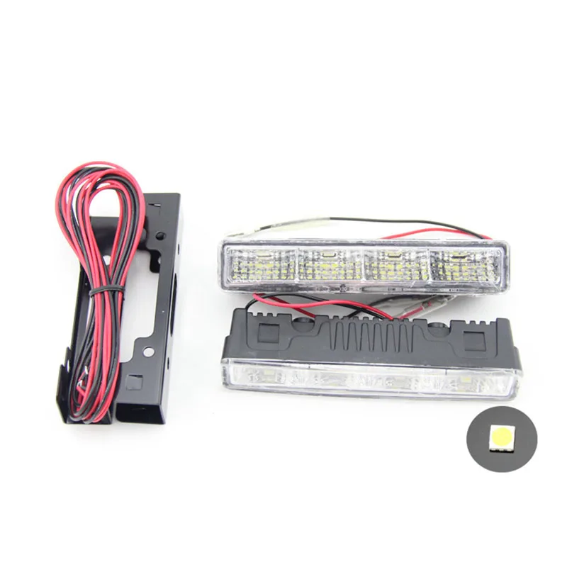 2X 5050 DRL 4 Вт 4led автомобильный дневной ходовой Светильник Универсальный 12 в высокий
