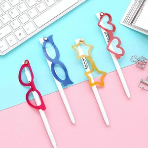 1 шт. креативные гелевые ручки с очками, милые канцелярские принадлежности, черная чернильная ручка, офисные аксессуары, школьные принадлежности (искусственные)