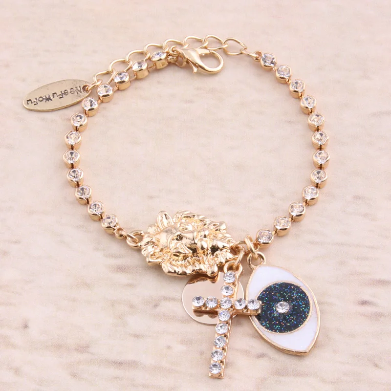 NeeFuWoFu хрустальные браслеты с головой льва браслет для глаз Pulsera de Madera веревка