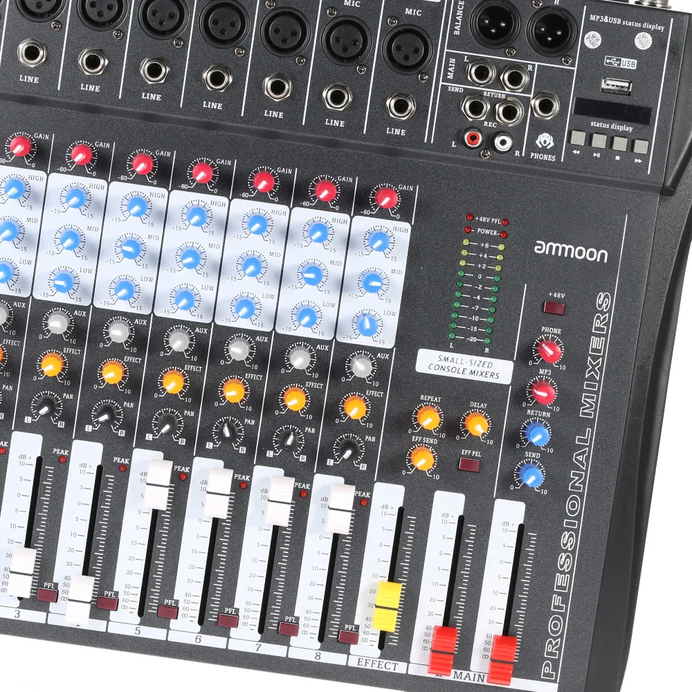 Ammoon CT80S-USB 8-канальный цифровой микшер с микрофоном линейный аудио фантомным