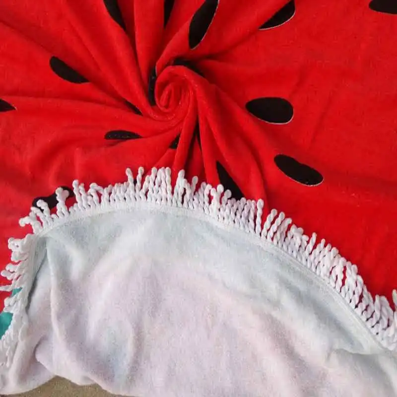 Новое летнее большое круглое пляжное полотенце из хлопка с принтом и кисточкой