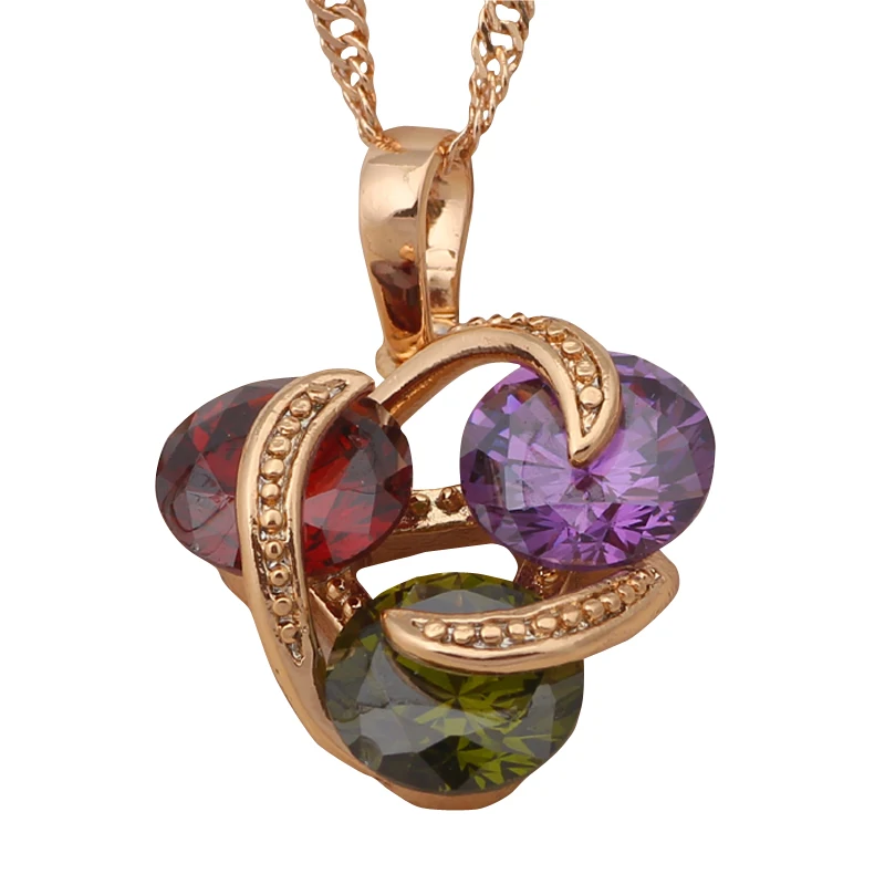 Brand design Color crystal yellow gold tone AAA Zirconia Fashion Jewelry Necklaces &amp Pendants for Women LN254A | Украшения и