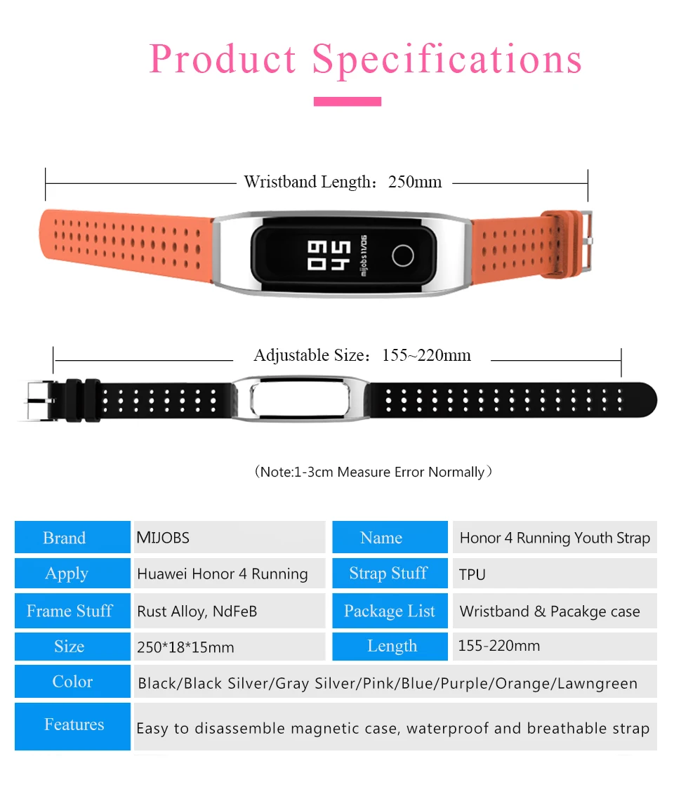 Mijobs силиконовый ремешок для huawei Honor Band 4 Runnning Версия смарт-Браслет спортивный браслет Honor Band 4 ремешок для бега