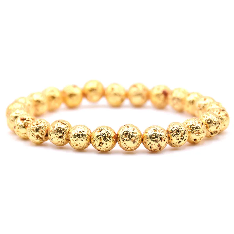 KANGKANG 2018 Популярные 8 мм 4 вида цветов вулканической лавы из бисера браслеты
