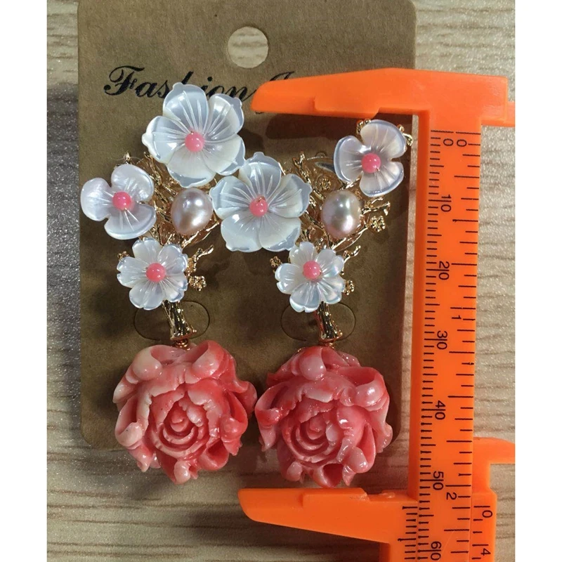Женские серьги подвески LouLeur Коралловая Серьга из стерлингового серебра 925 пробы