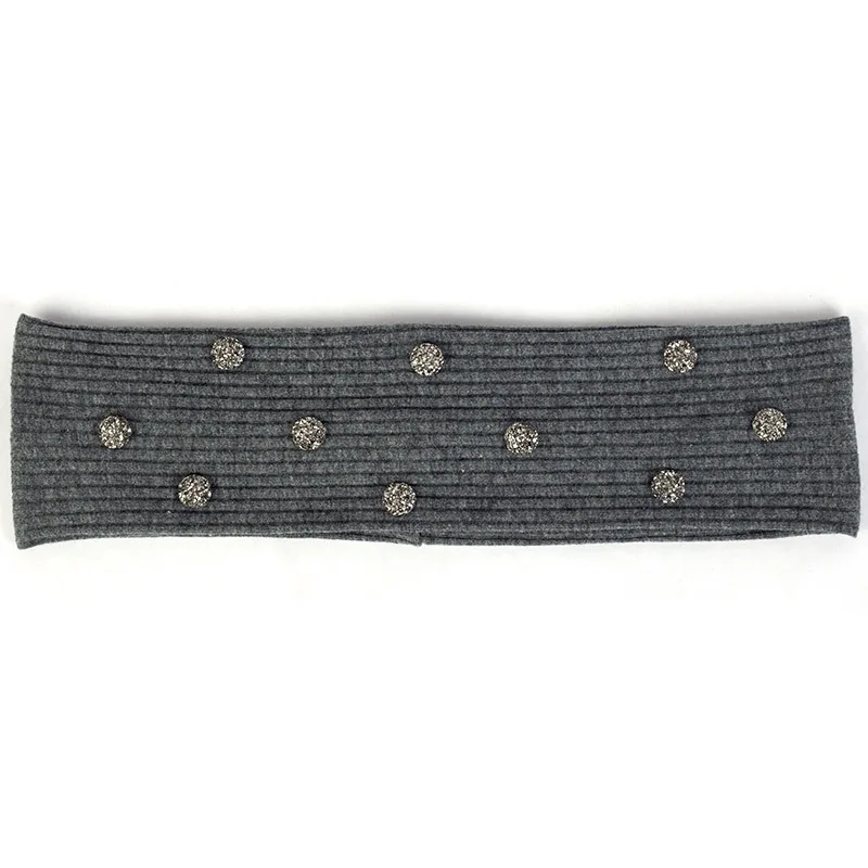 Dark gray Gray 7 см Женская Повседневная полосатая повязка на голову с бусинами аксессуары из стразов эластичная ребристая повязка на голову для девочек тюрбан хлопковый головной убор - Цвет: Dark gray Gray