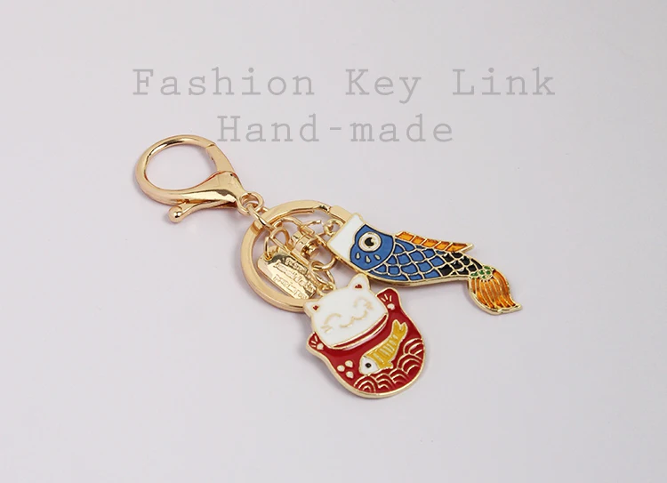 Tranditioal аниме Maneki Neko Lucky Cat Fat Fortune Cat брелок для ключей металлическое кольцо безделушки Автомобильная сумка Подвеска для женщин D279