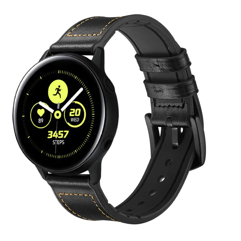 20 мм винтажный кожаный ремешок для часов для samsung Galaxy Watch 42 мм активный 2 44 мм 40 мм ремешок для gear S2 классический спортивный Amazfit Bip