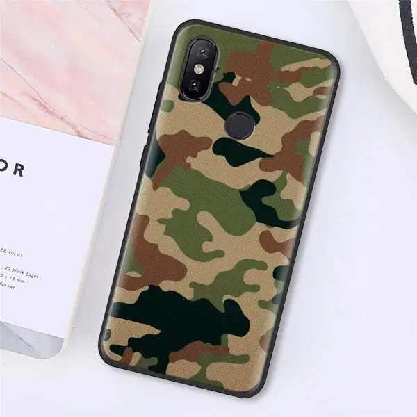 004 Камуфляжный военный армейский силиконовый чехол для Xiaomi Redmi 7 6 5 Note 7 5 6 Pro 4X 5A 6A S2 GO Poco F1 черный мягкий чехол - Цвет: 004