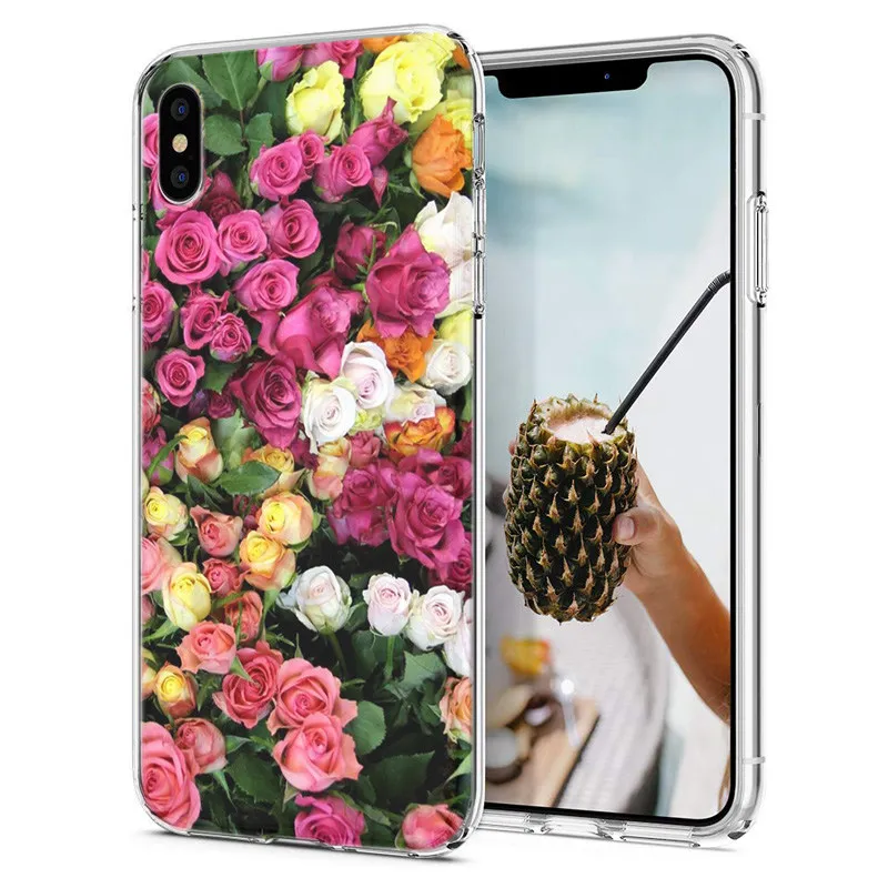 Luxury Flower Patterned Phone Cases For iPhone X XS XR Case Covers Soft Silicone TPU Cover iPhone6 7 8 plus Max M804 |