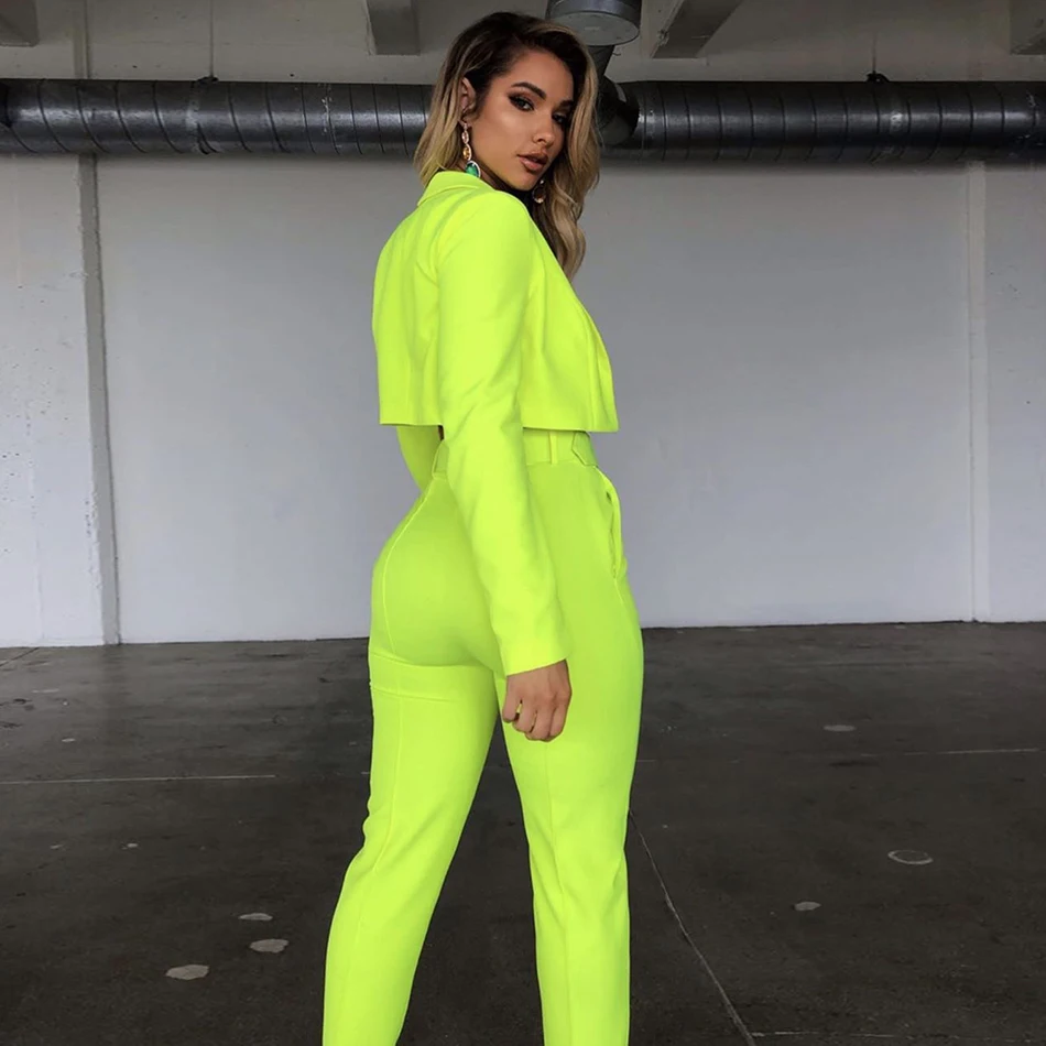 Женские брюки двойки Liser оранжевые зеленые розовые сексуальные модные