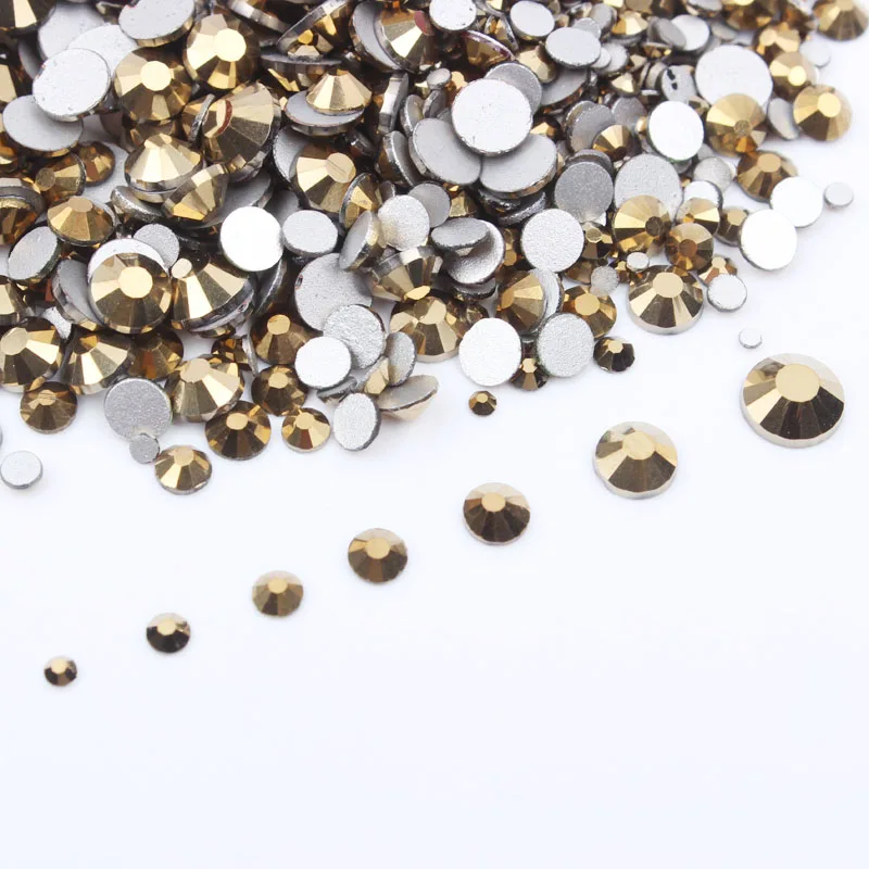 Золотые Супер Блестящий Стразы с кристаллами Mine смешанные размеры 1200 шт.