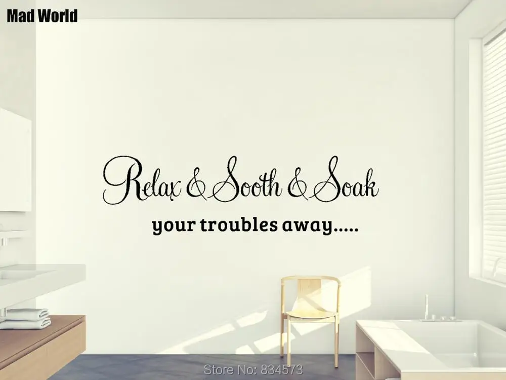 

Mad World-Relax sooth soak your troubles away Wall Art Sticker Wall Decal Home DIY Decoration Removable Room Decor Wall Stickers