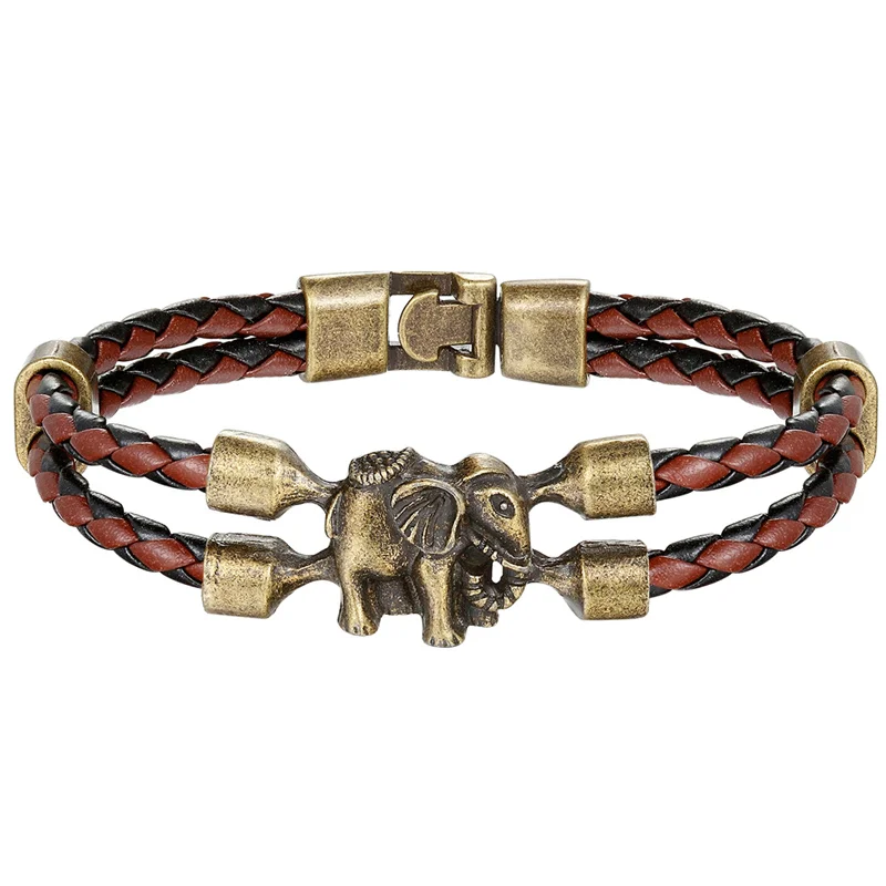 2018 male female Bracelets &amp bangles Infinity Elephant manual multilayer bracelet and retro Leather Bracelet Men Women Jewelry |