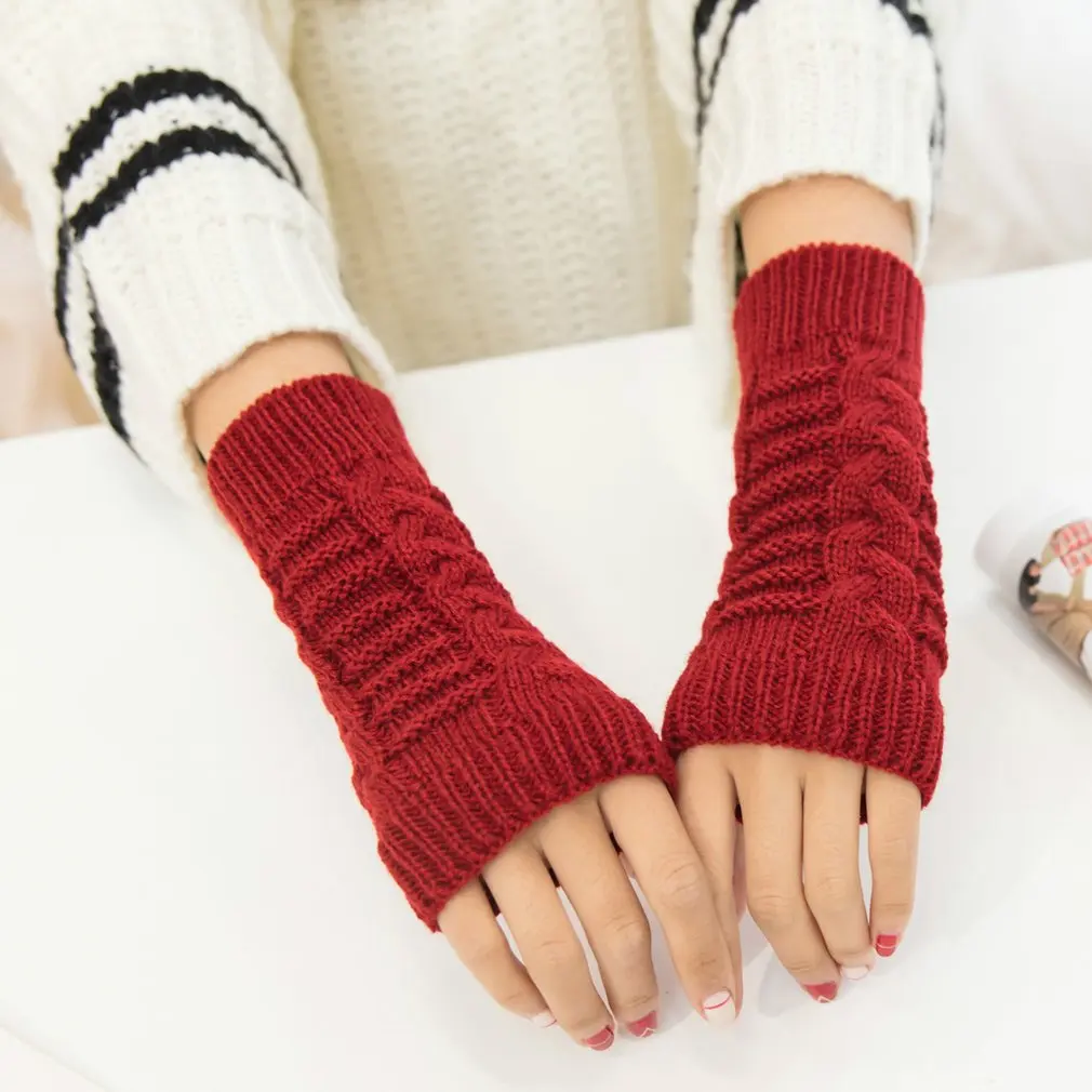 

hand massage Women Winter Gloves Warmth Knitted Arm Finger-less Gloves Long Stretchy Mittens Men Women Winter Hand Arm Warm