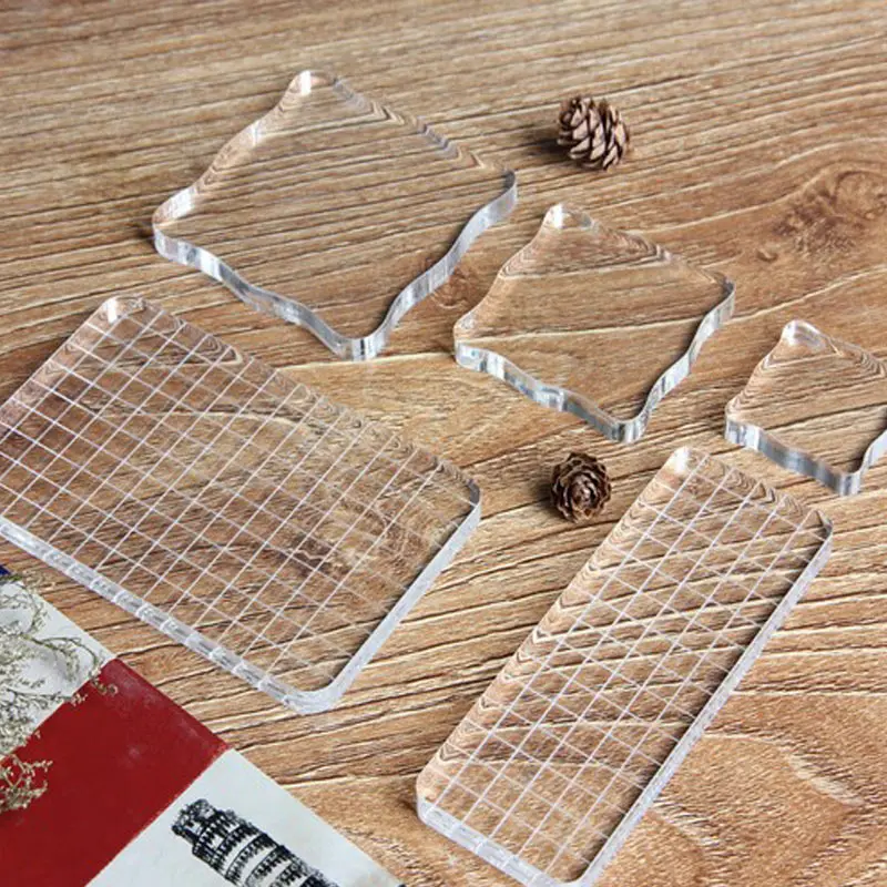 

Clear Acrylic Scrapbook Clear Stamp Board Square Hands Press Handle Tool For Seal Stamps DIY Craft
