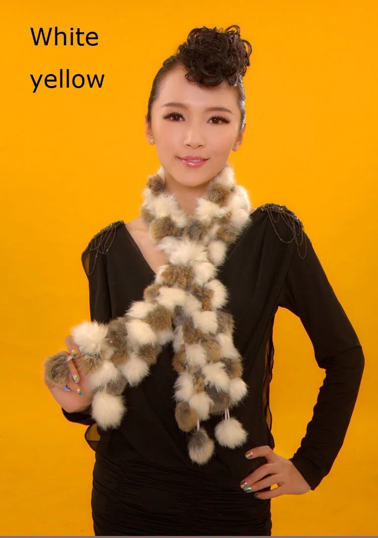 Шарф из натурального кроличьего меха женский длинный меховой шарф на осень и