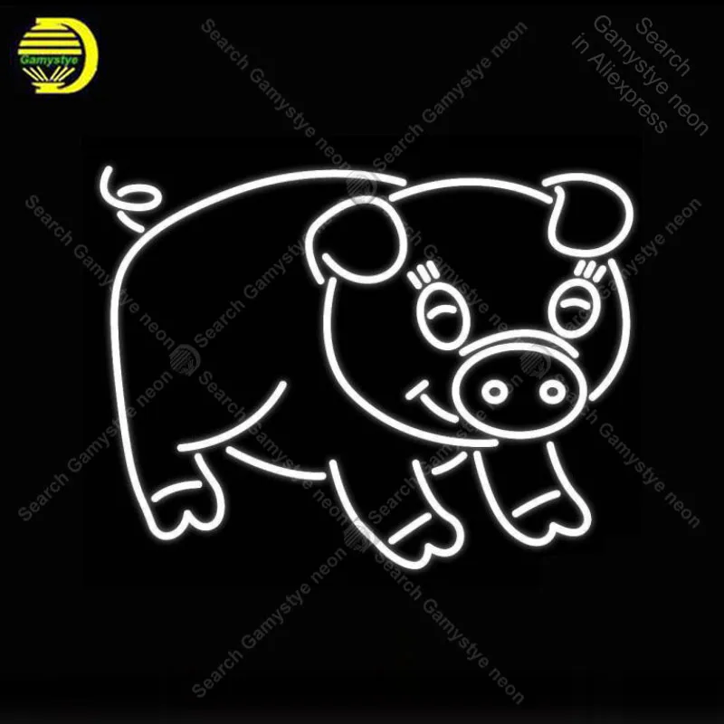 

Cute Pig Neon Sign Real Glass Tube Handmade neon light Sign Advertise Display Decorate Wall Hotel club Iconic Neon Light Lamp