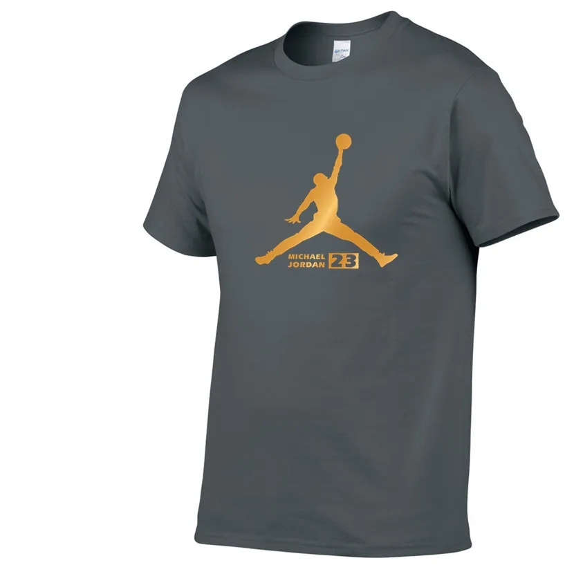 Dark gray 82 Newest Summer Men T-Shirt Fashion Jordan 23 Brand Logo Print Cotton T Shirt Men Trend Casual Short Sleeve Tshirt Tops Tee - Цвет: Dark gray 82