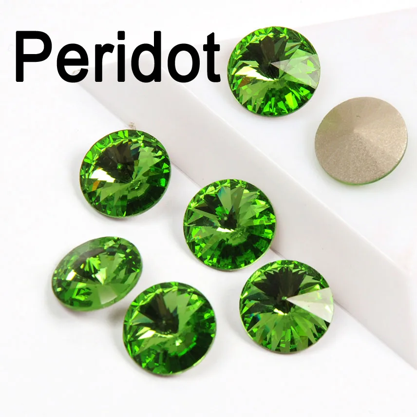 Peridot 1122 Rivoli Strass Crystal Rhinestones Element Cabochon Round AB Fuchsia GSHA Sew on Jewelry Accessories Garment Decoration - Цвет: Peridot