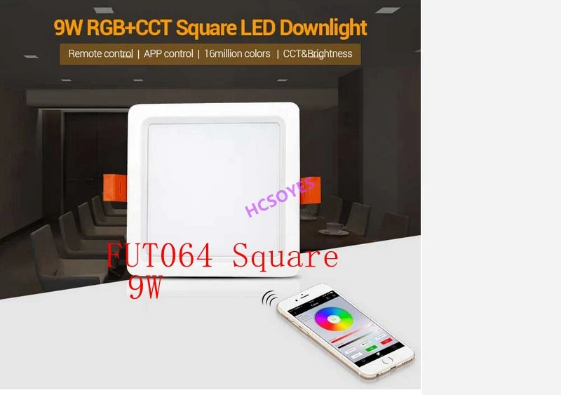Milight FUT062 9 Вт/FUT064 9 Вт RGB+ CCT квадратный/RGB+ CCT светодиодный потолочный светильник регулируемый угол освещения 16 миллионов дистанционное управление