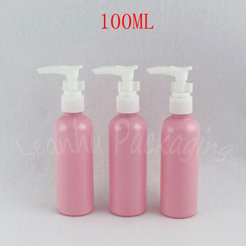 100ML Pink Plastic Bottle With Bayonet Pump , 100CC Makeup Sub-bottling , Shampoo / Lotion Packaging Bottle ( 50 PC/Lot )