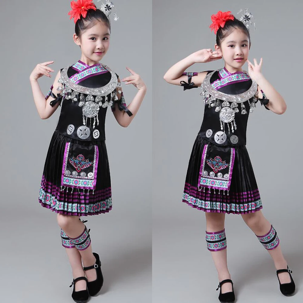 Детская одежда Hmong летние детские костюмы для выступлений бальных танцев девочек