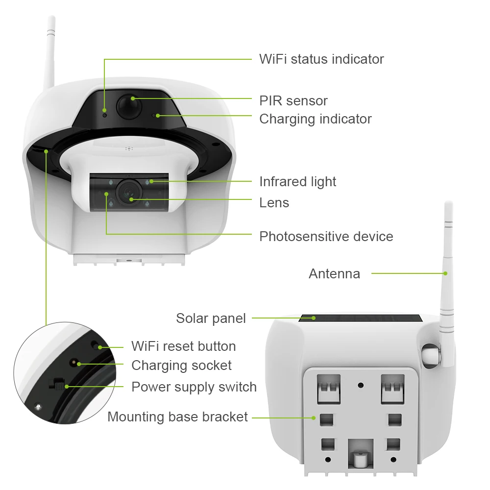 Freecam на солнечных батареях wifi Cam HD 720P с активированным движением беспроводная домашняя ip-камера безопасности с PIR Водонепроницаемая уличная камера C310