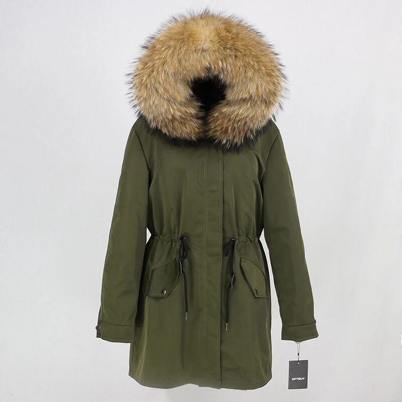 OFTBUY пальто с натуральным мехом, зимняя куртка, Женская длинная парка, воротник из натурального меха, капюшон, Толстая теплая водонепроницаемая верхняя одежда, отстегивается, Новинка