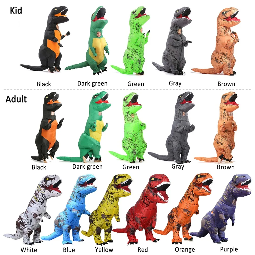 Надувной костюм динозавра T rex Trex для взрослых и детей на Хэллоуин женщин мужчин