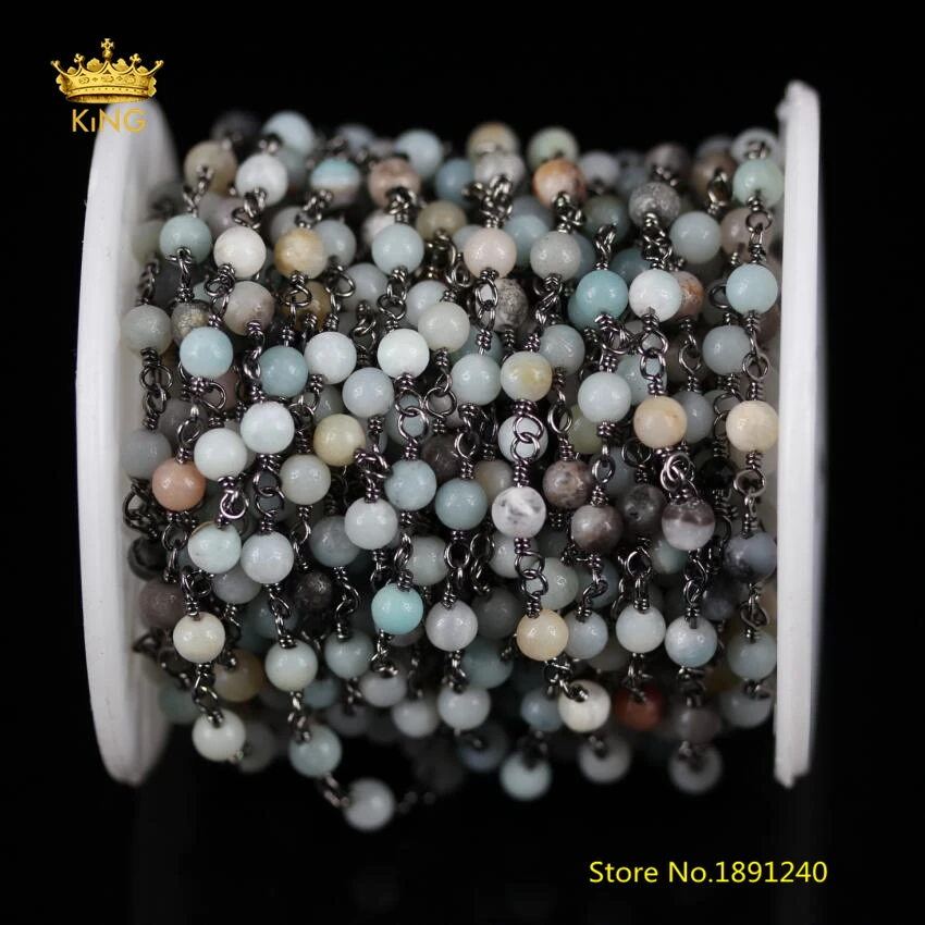 5 метров гладкие круглые цепи из амазонита для ювелирных изделий|bead chain|chains for