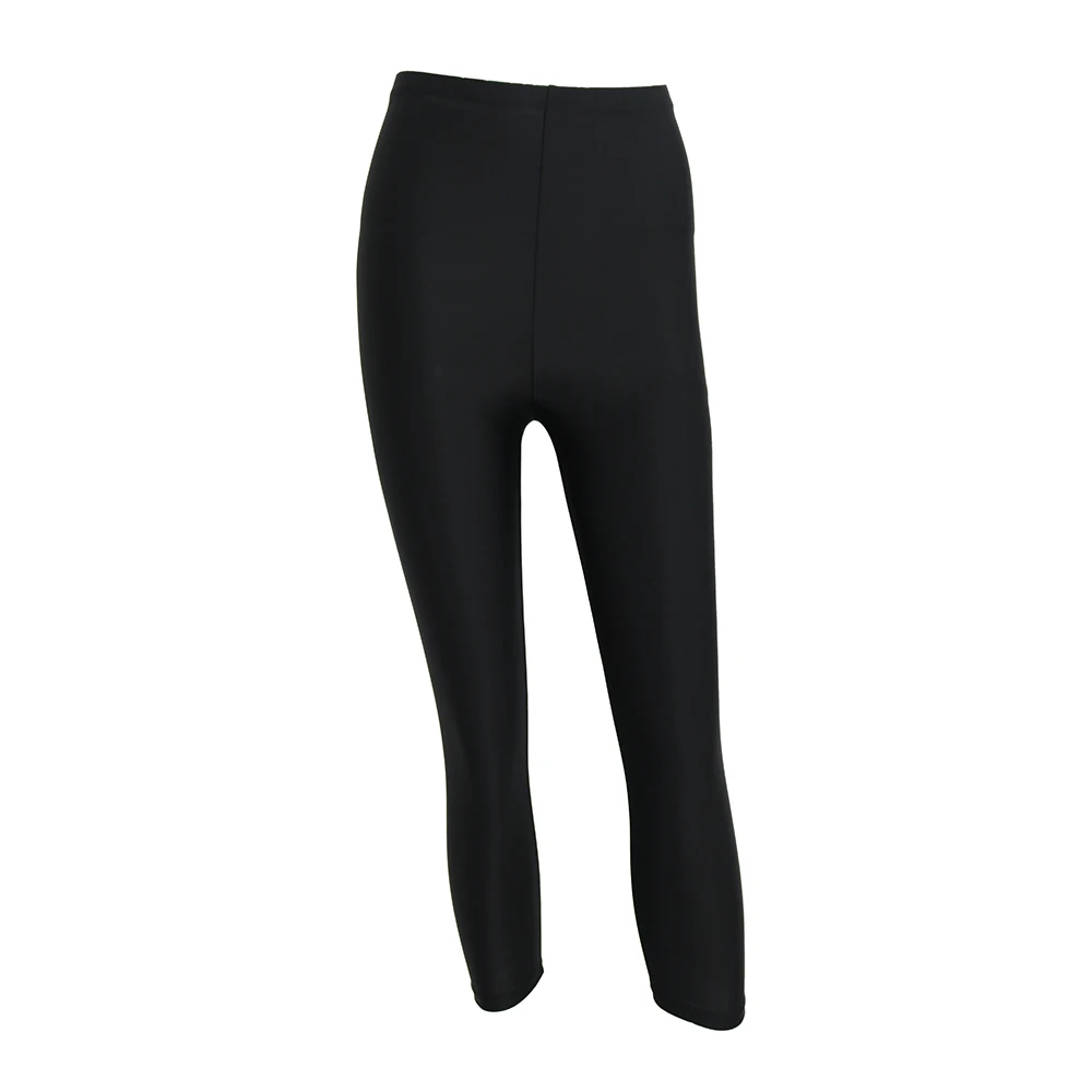 

AOYLISEY Women Black Mid-calf Mid Waisted Leggings Skinny Plus Size Spandex Elastic Fitness Leisure Spring Leggings