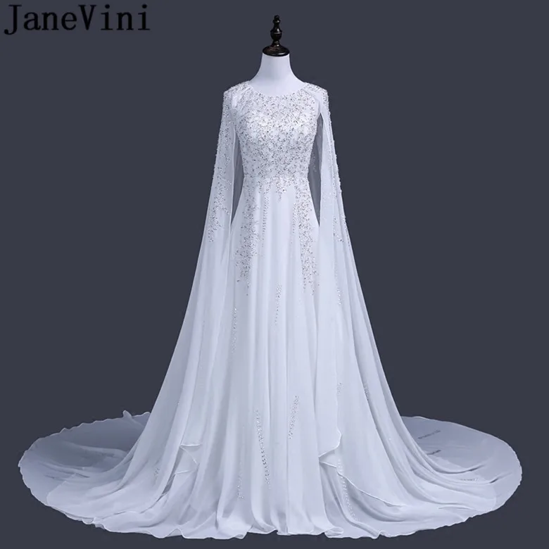 JaneVini Роскошные арабские вечерние платья с блестками и накидкой Дубай Vestidos Largos