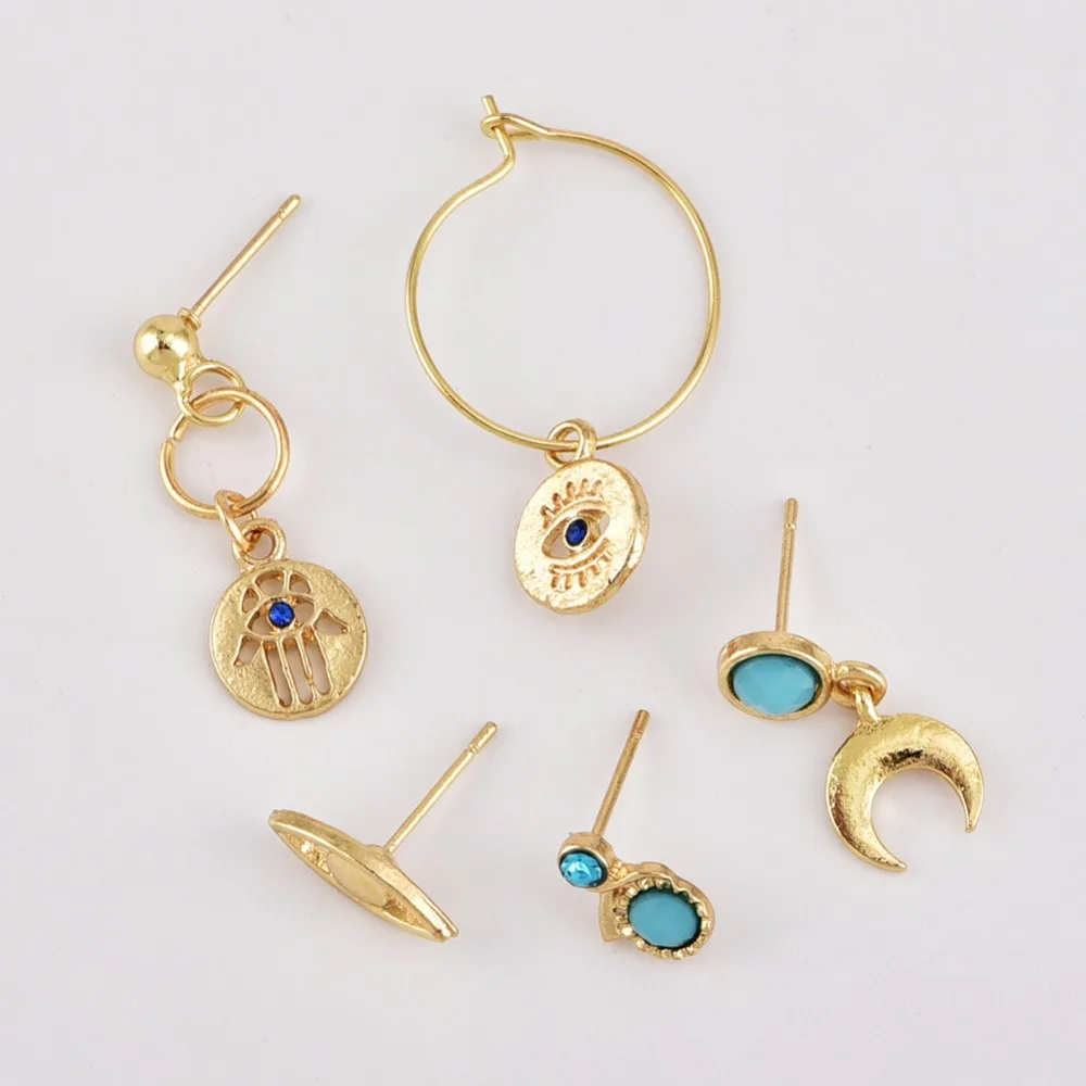 Богемный этнический сплав с зеленым камнем циркониевые серьги гвоздики Модные 5