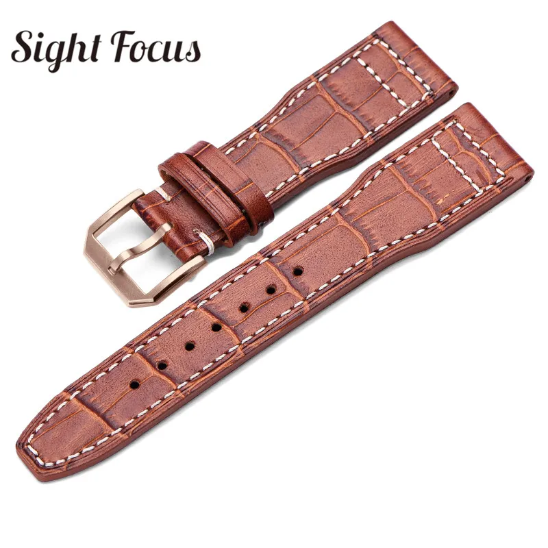 Nubuck Leather Strap for IWC Big Pilot Watch Band Brown Black 22mm Crazy Horse Cowhide Leather Bracelet Mark Wristband Men Belt