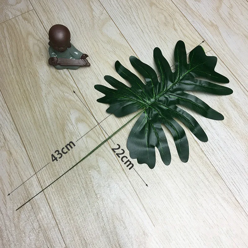 green 43cm 1 шт. искусственные листья тропические Пальмовые Листья Имитация листьев для свадьбы Гавайские Луау тематические вечерние украшения для дома и сада - Цвет: green 43cm