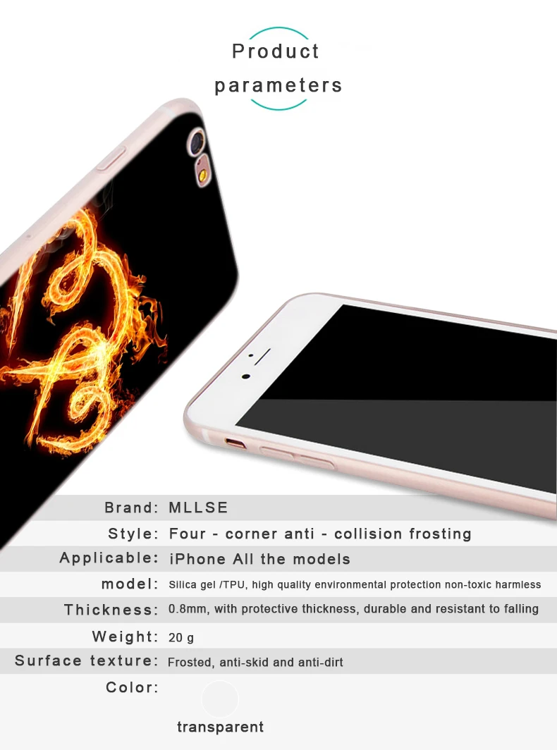 Мягкий чехол из ТПУ для iPhone 13 12 Mini 11 Pro XS Max XR X 8 7 6 Plus SE 2020 S с любовным сердцем на огне