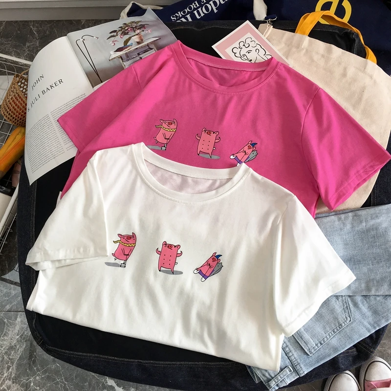 Женские летние футболки, хлопок, Harajuku Kawaii, вышивка, короткий рукав, Ulzzang, уличная одежда, camisetas verano mujer, Kpop Стиль, топы