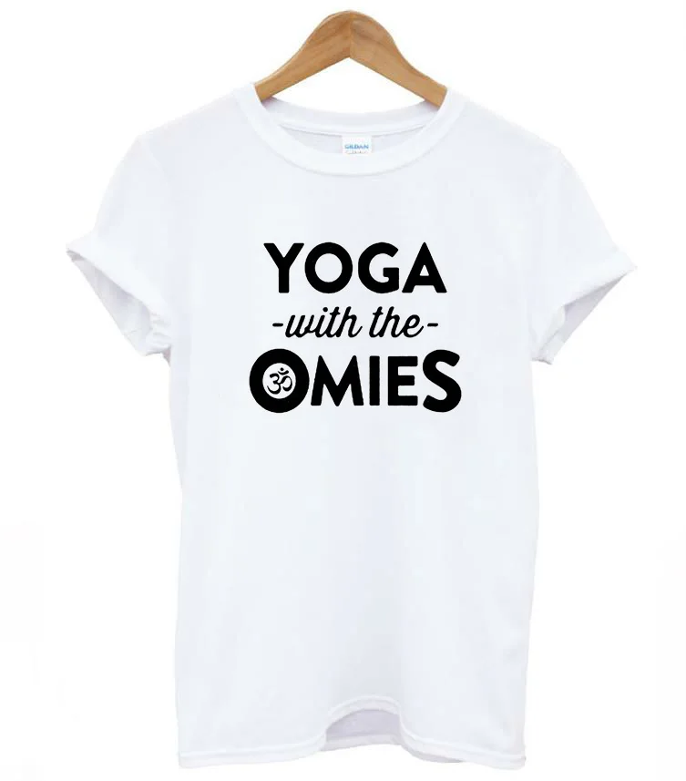 Женская футболка с надписью yoga with the omies хлопковая Повседневная забавная для леди