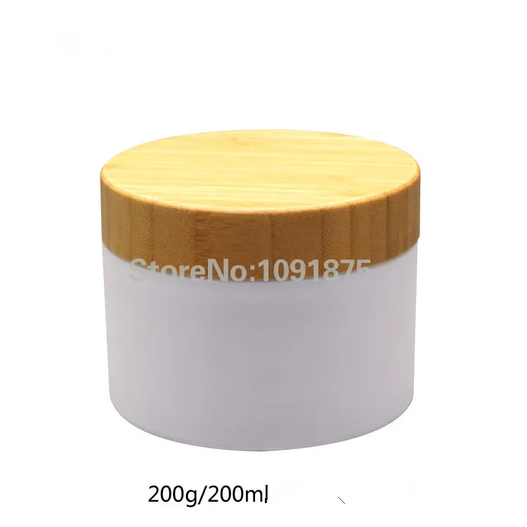 

Free shipping 10pcs 200g 200ml PP jars with Bamboo Lid Plastic Refillable Cosmetic Cream Jar Storage Bottle Container