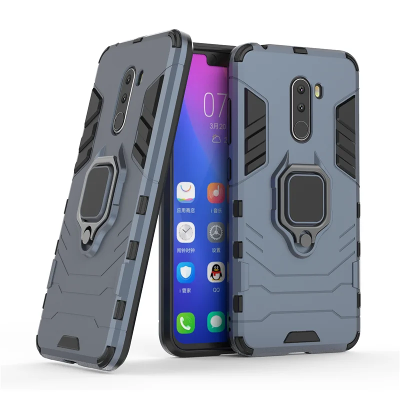 For Xiaomi PocoPhone F1 Case Magnetic Finger Ring Kickstand Hard Phone PocoF1 Cover Fundas | Мобильные телефоны и
