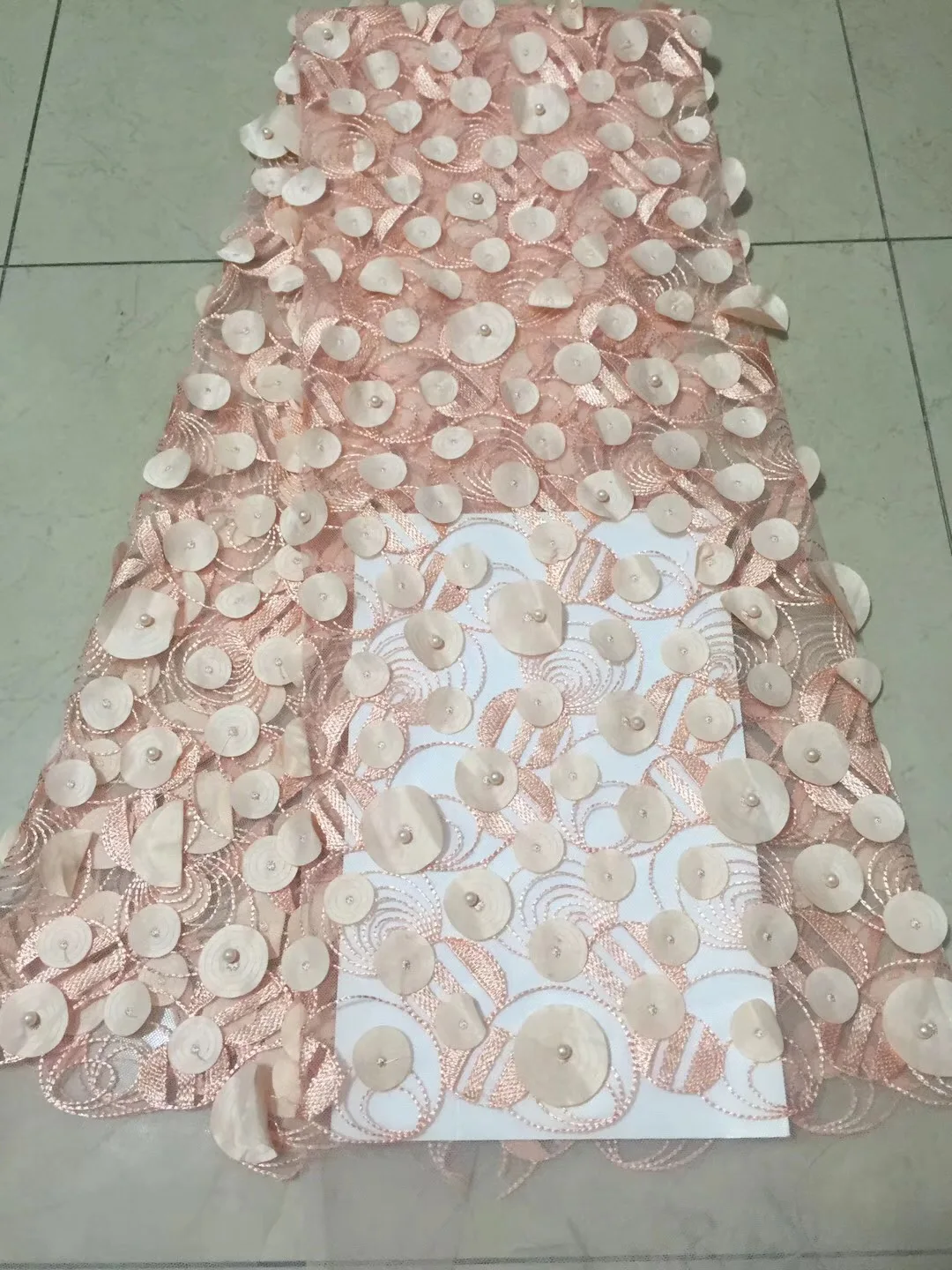 

2018 High Quality New Design French Net Lace Fabric For Party Dress Pink African 3D Flower Tulle Lace Fabric For WeddingLCD2512A