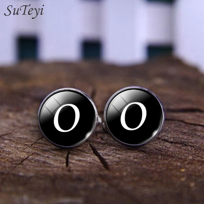SUTEYI модные мужские запонки с кристаллами стеклянные кабошоны принтом буквами