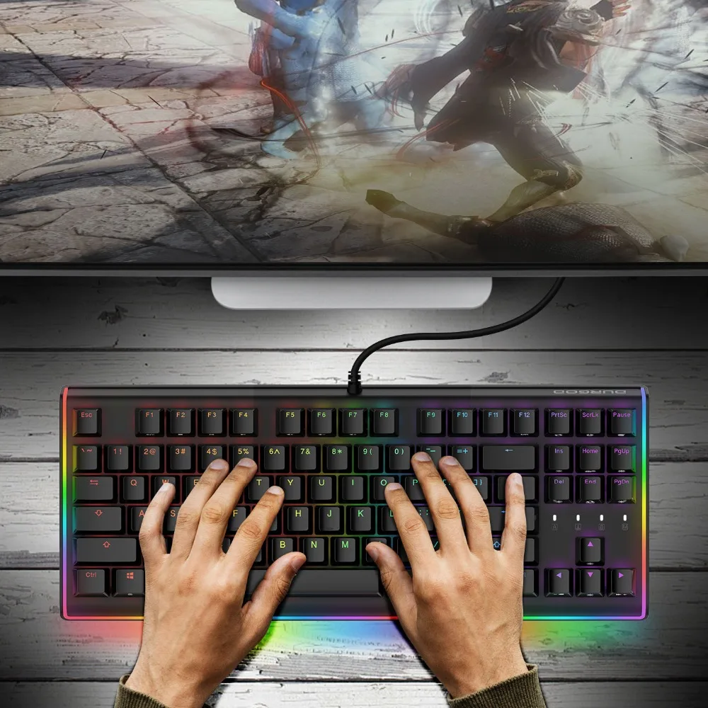 Игровая механическая клавиатура DURGOD 87 клавиш RGB со светодиодной подсветкой
