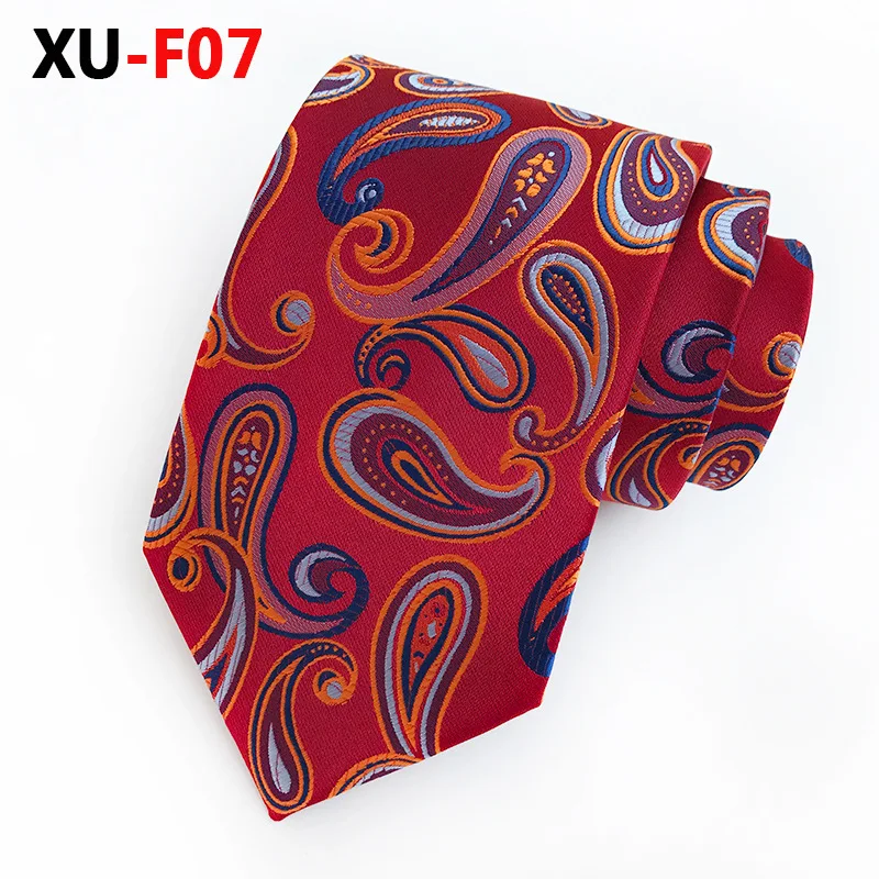 XU-F07 Новые мужские модные галстуки Пейсли классические цветочные полосатые клетчатые жаккардовые галстуки деловые роскошные галстуки для свадебной вечеринки - Цвет: XU-F07